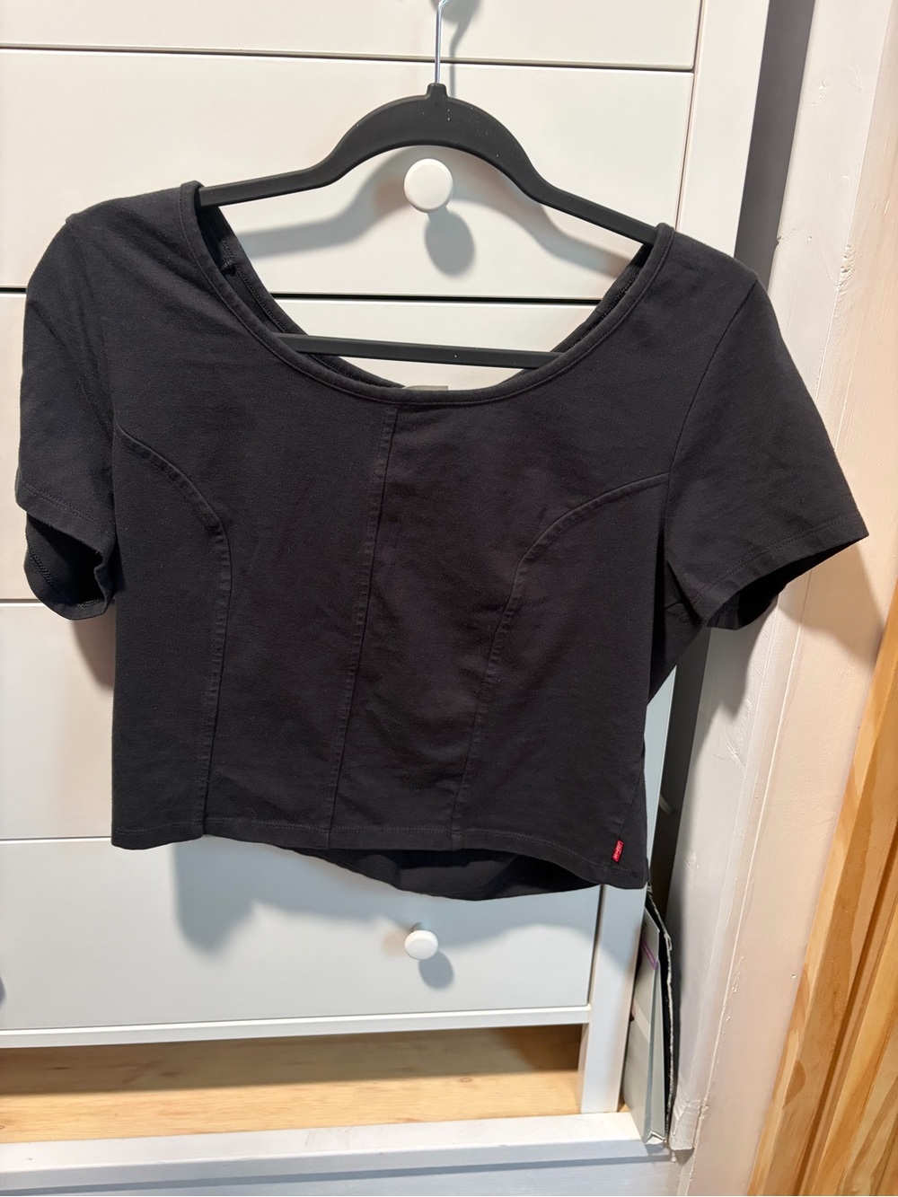 Black Women's Short Sleeve Crop Top